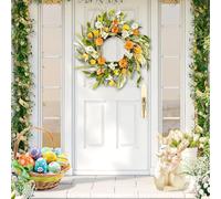 18inch/45cm Spring Wreath, Dried Flower & Plastic Artificial Wreath for Front Door, Colorful Wildflower Spring Summer Door Wreath for Home Decor, Wedding, Party, Easy to Hang