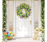 18inch/45cm Spring Wreath, Dried Flower & Plastic Artificial Wreath for Front Door, Colorful Wildflower Spring Summer Door Wreath for Home Decor, Wedding, Party, Easy to Hang