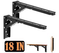 18inch Floating Shelf Bracket,Garage Heavy Duty Folding Shelf Brackets,Wall Mounted Collapsible Shelf Bracket,Max Load 330lb,(Pack of 2, No Board)