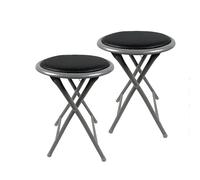 18inch Folding Bar Stool 2 Pcs Round Portable Folding Chair with Footrest, Collapsible Kitchen Stool, Easy to Store, 150kg/330lbs Capacity