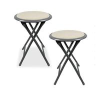 18inch Folding Bar Stool 2 Pcs Round Portable Folding Chair with Footrest, Collapsible Kitchen Stool, Easy to Store, 150kg/330lbs Capacity