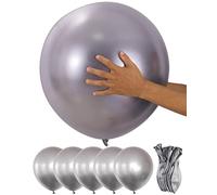 18inch Large Size Metallic oons, 5pcs Shiny Silver oons for Birthday Wedding Party Decoration