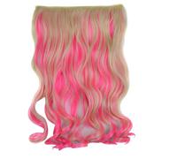 18inch Long 3/4 Full Head One Piece Curly Wave Short Clips in on Synthetic Hair Extensions Hair Pieces for Women 5 Clips Hairpieces (A)