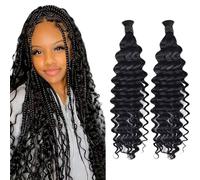 18Inch Synthetic Deep Wave Bulk Braiding Hair, 160g 2 Bundles for Boho Knotless Micro Braids (1B, 18inch)