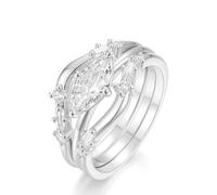 18K Engagement Rings for Girlfriend, 3Pcs Set White Gold Wedding Bands with 1ct Moissanite Stackable Women's Solid Real Gold Promise Ring Size K 1/2