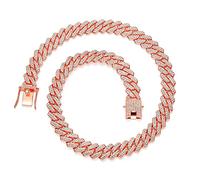 18k Gold Cuban Link Chain For Men Women Iced Out Silver/Gold/Rose Chain Miami Cuban Necklace Bling Diamond Chains Hip Hop Jewelry men and women 13mm, 20", Zinc, Cubic Zirconia