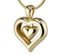 18k Gold Finish Cremation Jewelry Urn Heart Pendant Memorial Keepsake Locket Necklace for Ashes and 20" Gold Chain, The Eternity Heart, 14k Gold Plated, No Gemstone