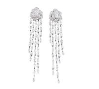 18K Gold Gemstone Tassel Chandelier Earrings, Long Drop Earrings, Luxurious Jewelry for Special Occasions