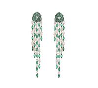 18K Gold Gemstone Tassel Chandelier Earrings, Long Drop Earrings, Luxurious Jewelry for Special Occasions