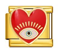 18k Gold I Love you Heart Red Evil Eye Silver Italian 9mm Link Stainless Steel Bracelet Charm Compatible With Nomination