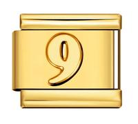 18k Gold Letter Number 16th 18th 1 2 3 4 5 6 7 8 9 0 16 18 21 Year Birthday Birth Date Month Anniversary Silver 9mm Italian Link Charm Compatible With Nomination Bracelet (9 Nine)