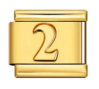 18k Gold Letter Number 16th 18th 1 2 3 4 5 6 7 8 9 0 16 18 21 Year Birthday Birth Date Month Anniversary Silver 9mm Italian Link Charm Compatible With Nomination Bracelet (2 Two)
