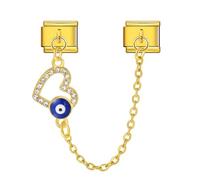18k Gold Love You Heart Evil Eye Hamsa Fatima Lucky Safety Chain Silver Italian 9mm Link Stainless Steel Bracelet Charm Compatible With Nomination