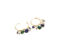 18K Gold Moissanite Hoop Earrings, Bezel Set Moissanite Charms, Dainty Wedding Day Gift