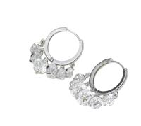 18K Gold Moissanite Hoop Earrings, Bezel Set Moissanite Charms, Dainty Wedding Day Gift