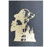 18K Gold Plated 2 pcs Metal Adhesive Monkey D. Luffy Badge Chrome Decal Logo Vinyl Sticker Cell Phone ipad car Decal Stickers (Gold)