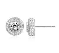 18K Gold Plated 925 Sterling Silver Earrings for Men Iced Out CZ Screw Back Hypoallergenic Stud Earrings For Men and Women Hip Hop Rapper Singer Jewelry, Brass, Cubic Zirconia