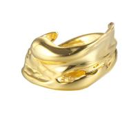 18K Gold Plated 925 Sterling Silver Rings Molten Wide Band Ring Adjustable Open Statement-a chic pick among Wedding Bands for Women Ideal for Party Prompt Casual Gold