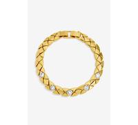18K Gold Plated and Crystal Flat Chain Bracelet Jon Richard Gold One Size