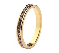 18K Gold-Plated Birthstone Eternity Ring (Channel Set, Full Circle) - Stackable Ring with Crystal Stones in Gold Colour - Personalised Birthday Gift for Women by Muses Art Design