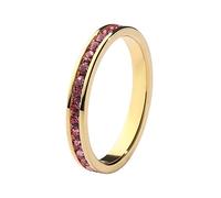 18K Gold-Plated Birthstone Eternity Ring (Channel Set, Full Circle) - Stackable Ring with Crystal Stones in Gold Colour - Personalised Birthday Gift for Women by Muses Art Design