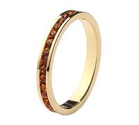 18K Gold-Plated Birthstone Eternity Ring (Channel Set, Full Circle) - Stackable Ring with Crystal Stones in Gold Colour - Personalised Birthday Gift for Women by Muses Art Design