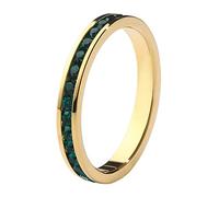 18K Gold-Plated Birthstone Eternity Ring (Channel Set, Full Circle) - Stackable Ring with Crystal Stones in Gold Colour - Personalised Birthday Gift for Women by Muses Art Design