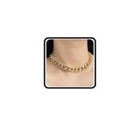 18K Gold Plated Chunky Cuban Chain Necklace,Simple Punk Statement Thick Chain Choker Necklace Vintage Party Rock Roll Rapper Jewelry Gifts, L, Metal, No Gemstone