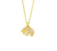 18k Gold Plated Elephant Necklace for Women - Lucky Charm Jewellery - Crystal Studded Animal Pendant - Symbol of Strength, Wisdom & Good Fortune - with Gift Box