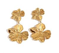 18K Gold Plated Floral Jewelry Set Women Vintage Hair Necklace Bracelet Set Bohemian Jewelry Gift for Her Romantic