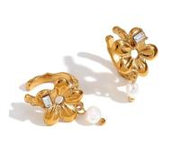 18K Gold Plated Floral Jewelry Set Women Vintage Hair Necklace Bracelet Set Bohemian Jewelry Gift for Her Romantic