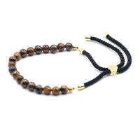 18K Gold Plated Gemstone Black String Bracelet - Tiger Eye