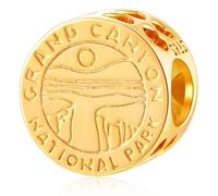 18k Gold Plated Grand Canion National Park Charms,fit Pandora Travel Women Bracelet, 925 Sterling Silver Sun Canyon Arizona Heart Design Beads, Gift for Holiday/USA Souvenir