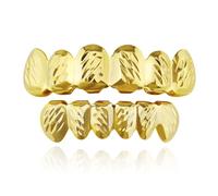 18K Gold Plated Grills, Hip Hop Gilded Carved Patterns Plated Polished Rugged Grill Rapper Costume, for Men Women