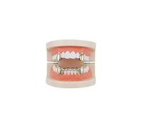 18k Gold Plated Grillz Vampire Dracula Teeth Grillz 2pc Single Fangs And 6 Bottom Grillz Set