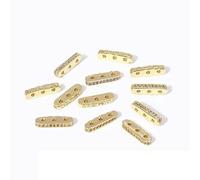 18K Gold Plated Inlaid Zircon 3 Holes Separators for Beads Connector DIY Beading Jewellery Making Components Accessories-18K Gold Plated-4 Pieces