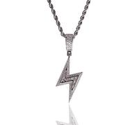 18K Gold Plated Lightning Pendant Chain Necklace - Hip Hop Style for Men and Women