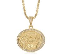 18K Gold Plated Lord's Supper Pendant Stainless Steel Necklace for Men Women, The Last Supper Jesus with His Disciples 24 Inch Chain Christian Prayer Jewelry Gift, L, Metal, Cubic Zirconia