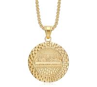 18K Gold Plated Lord's Supper Pendant Stainless Steel Necklace for Men Women, The Last Supper Jesus with His Disciples 24 Inch Chain Christian Prayer Jewelry Gift, L, Metal, Cubic Zirconia