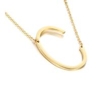 18K Gold Plated Sideways Initial Necklace for Women, Large Letter Pendant Personalized Monogram Jewelry, Stylish Statement Piece & Gift for Her (I)