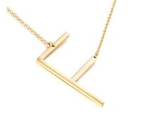18K Gold Plated Sideways Initial Necklace for Women - Large Letter Pendant, Personalized Monogram Jewelry, Stylish Statement Piece & Gift for Her (I)