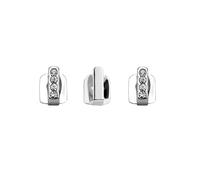 18K Gold Plated Single Tooth Grillz Set - Top Bottom Grill Fully Cz Mouth for Men & Women Gap Grills Hip Hop Style Party Gift(Silver,3 teeth A)