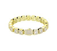 18k Gold Plated Square Halo Necklace with Round Cut Cubic Zirconia Jumbo Bracelet