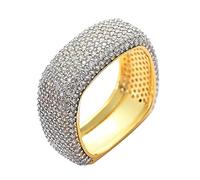 18K Gold Plated Square Ring with CZ Simulated Diamonds for Men and Women - Hip Hop Bling Personalized Fashion Jewelry