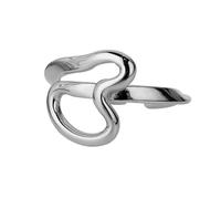 18K Gold Plated Sterling Silver Rings Abstract Molten Heart Open Band Hypoallergenic Stackable Fashion Ring Gold Accessories for Women for Anniversary Birthday Silver