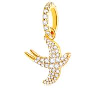 18k Gold Plated Swallow Bird Charm Pendant, for Pandora Spring Bracelet/Necklace, 925 Sterling Silver Sparkle CZ Animal Dangle Beads, Gift for Mothers Day/Christmas