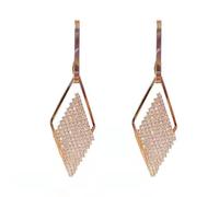18K Gold-plated Zircon Teardrop Earrings with Three-dimensional Geometric Ear Strings Suitable for Both Daily Dates and Dinner Parties
