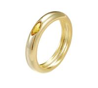 18K Gold Ring Real, Simple Wedding Ring Band Solitaire with Citrine Au750 18K Yellow Gold Band Size P 1/2