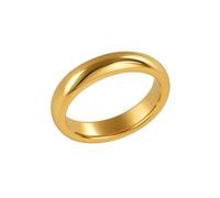 18K Gold Ring Real, Wedding Band Women Polished Band Au750 18K Yellow Gold Ring Size S 1/2