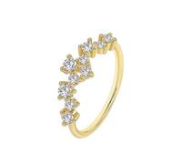 18K Gold Ring, Unique Engagement Ring Moissanite Classic Band 750 Yellow Gold for Valentine's Day Size I 1/2